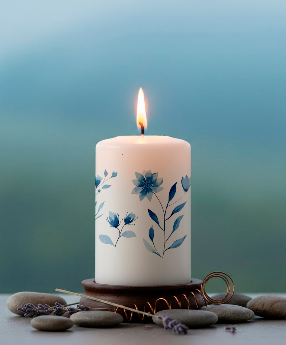 Трансфер переводной - декаль для свечей и гипса цветочки 012