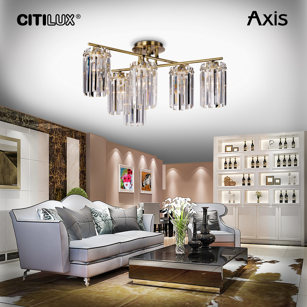 Citilux AXIS CL313263 Люстра хрустальная потолочная Бронза