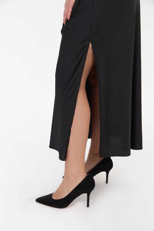 Платье-комбинация макси на тонких бретелях, черный