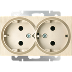 Розетка двойная с заземлением (шампань рифленый)