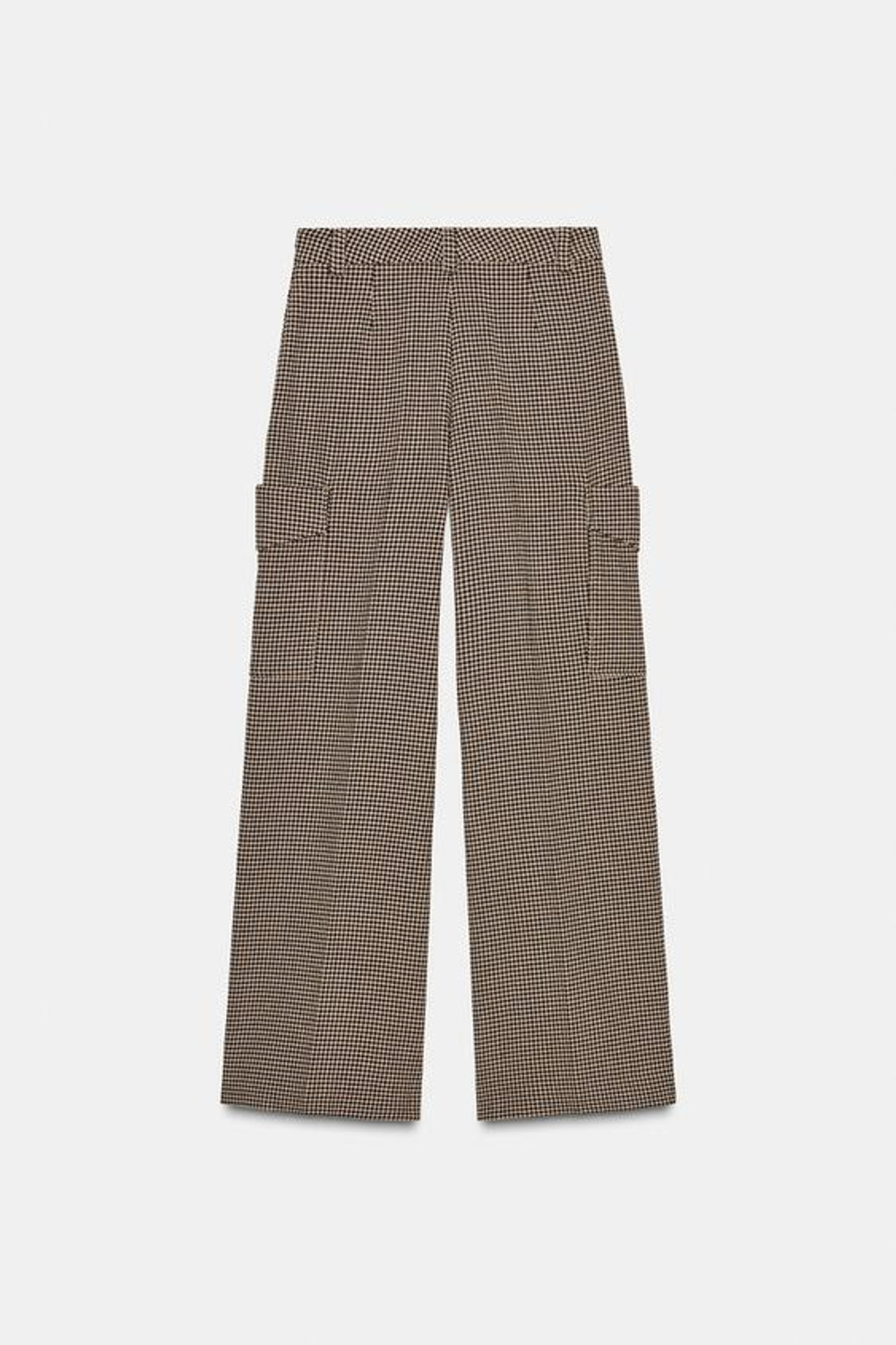 ZARA БРЮКИ КАРГО «ГУСИНАЯ ЛАПКА», ЧЕРНЫЙ/КОРИЧНЕВЫЙ