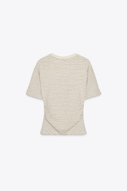 ZARA ФУТБОЛКА В СТИЛЕ РУСТИК СО СБОРКАМИ, ПОЛОСКИ