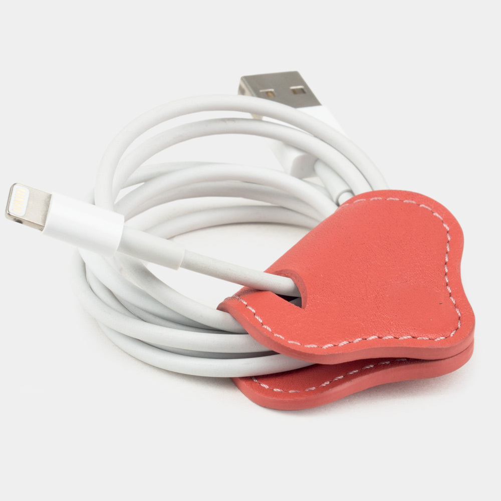 Чехол-держатель для проводов Chapeau Easy из натуральной кожи теленка, кораллового цвета
