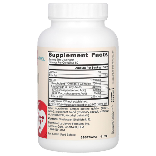 Jarrow Formulas, Масло криля, 120 капсул (600 мг в каждой капсуле)