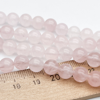 Розовый кварц бусины, диаметр около 8,6-8,8 мм, цена за 11 шт (1/4 нити)