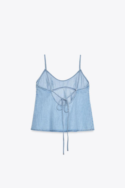 ZARA ДЖИНСОВЫЙ ТОП TRF, СИНИЙ