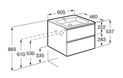 Тумба под раковину  Roca The Gap 60 см, 2 ящика, белый глянец  A857397806
