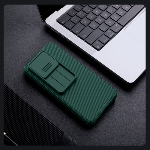 Усиленный чехол зеленого цвета (Dark Green) с сдвижной шторкой для камеры от Nillkin для Xiaomi 14T, серия CamShield Pro Case
