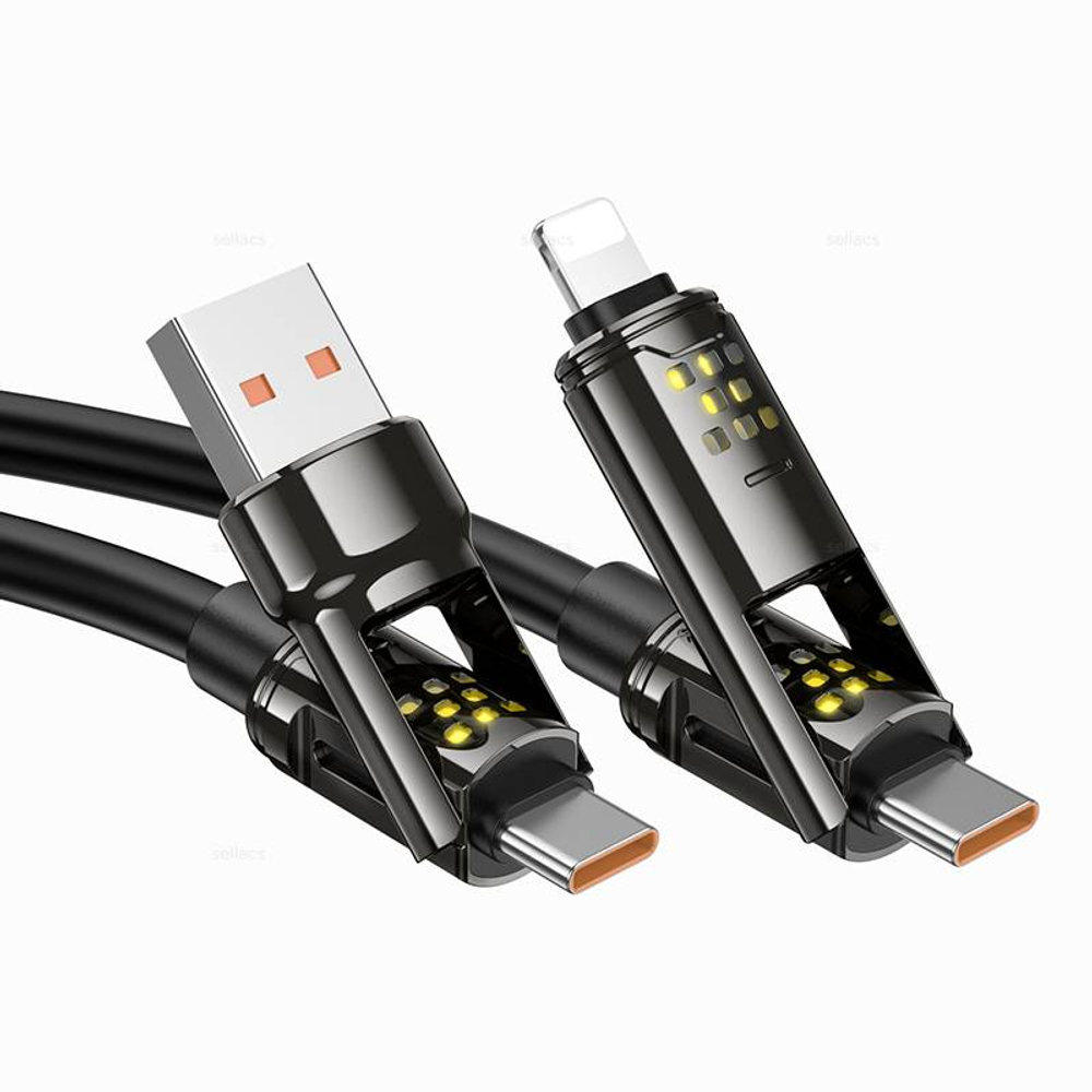 Кабель 4-в-1USB/C на iP/C 240W Hoco U143 (black)
