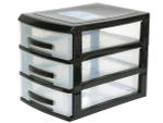 Комод 3-х секционный мини черный/прозрачный