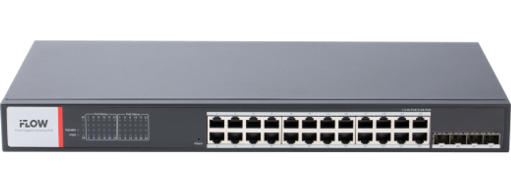 Настраиваемый промышленный 24-портовый PoE-коммутатор F-SW-IM628HPOE-PM-24G4GO
