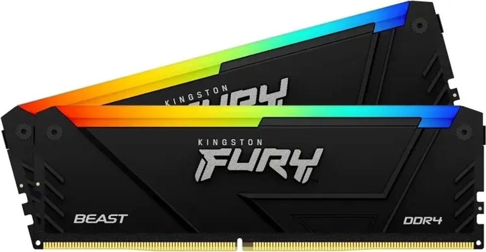 Оперативная память 32GB Kit (2x16Gb) DDR4 3200MHz Kingston FURY Beast RGB Black CL16 KF432C16BB12AK2/32WP
