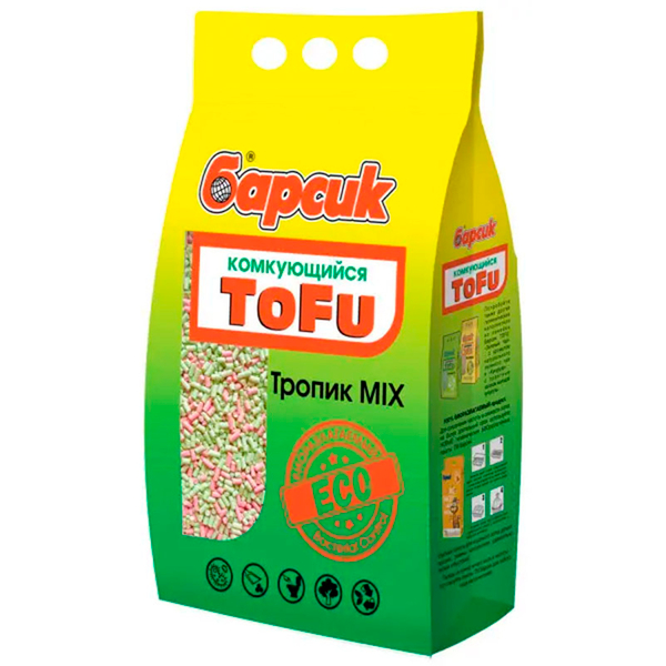 Наполнитель Барсик ToFu "Тропик Микс" комкующийся для кошачьего туалета 4,54 л (Тофу)