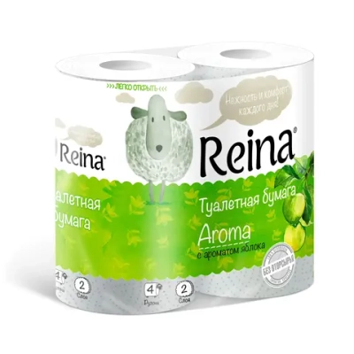 Бумага туалетная REINA Aroma 2 сл., 4 рул., Яблоко