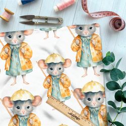 Ткань премиум дюспо осенние мыши