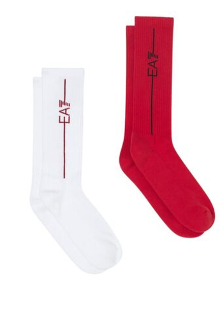 Теннисные носки EA7 Terrycloth Training 2P - white/haute red