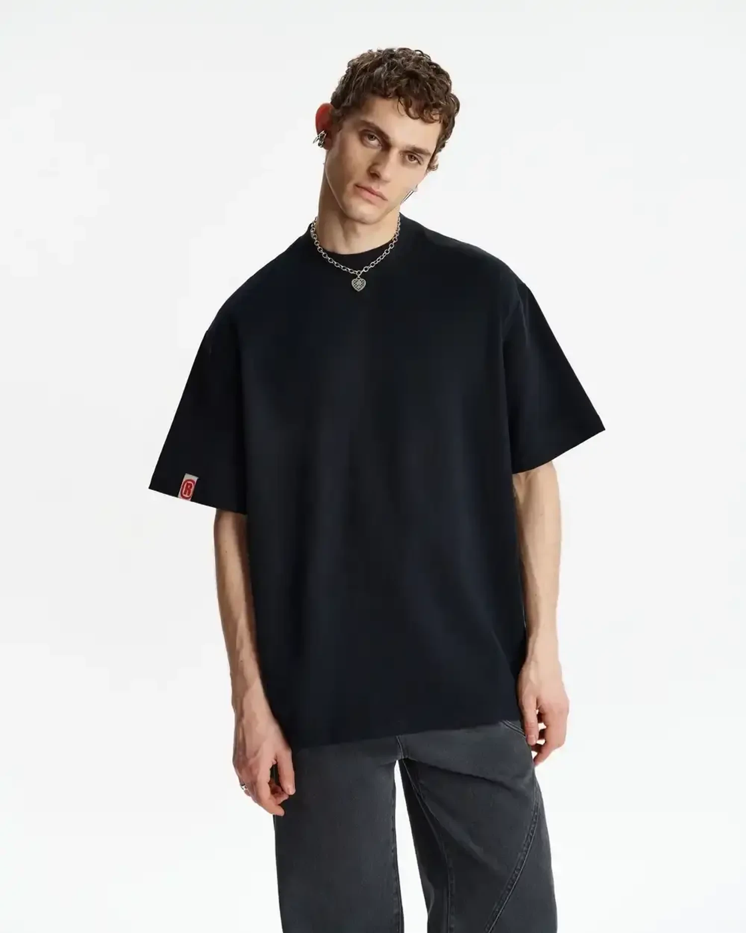 Футболка оверсайз из хлопка черная