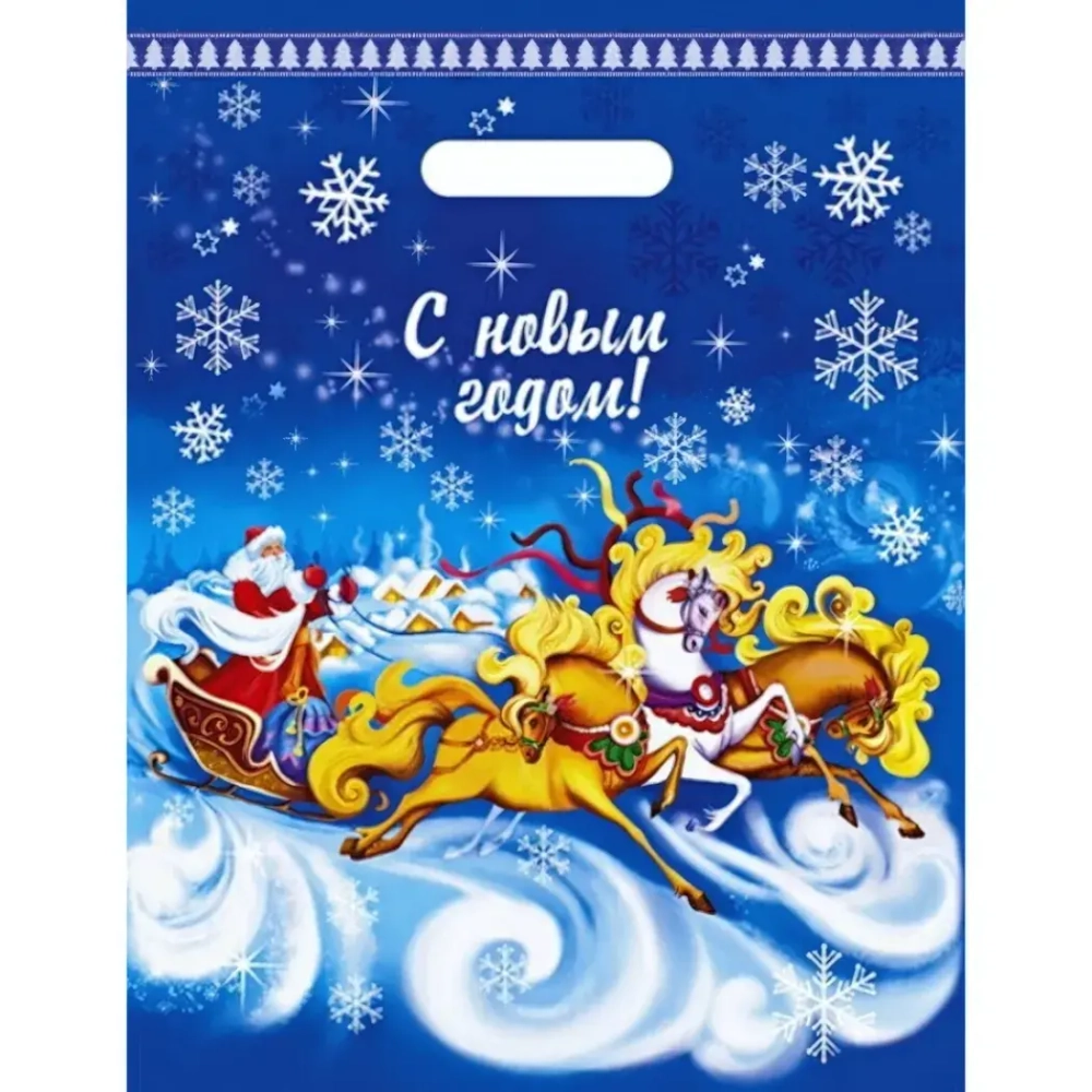 Пакет ПЭ с вырубной ручкой 30х40см (30) (Зимняя дорога) НГ Интерпак (х50/1000)