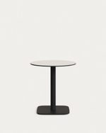 Dina Садовый круглый стол белый на черном металлическом основании Ø 68x70