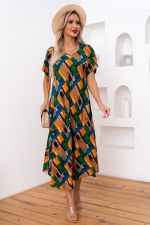 Платье Магия лета (охра/зеленый) Р11-867/6 Nikol (Акция)