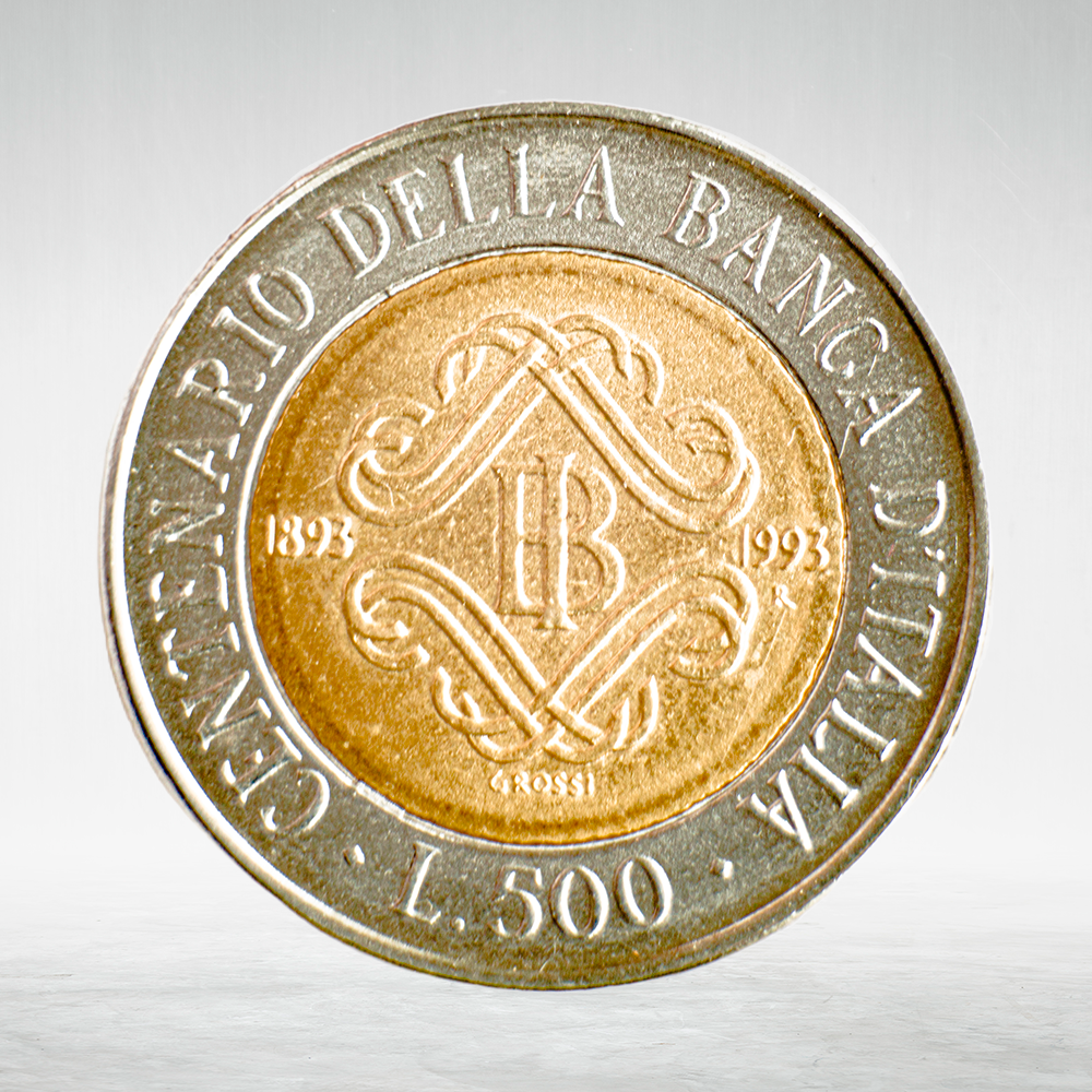 Italy 500 Lire 1993 R "Bank of Italy Centennial", AU