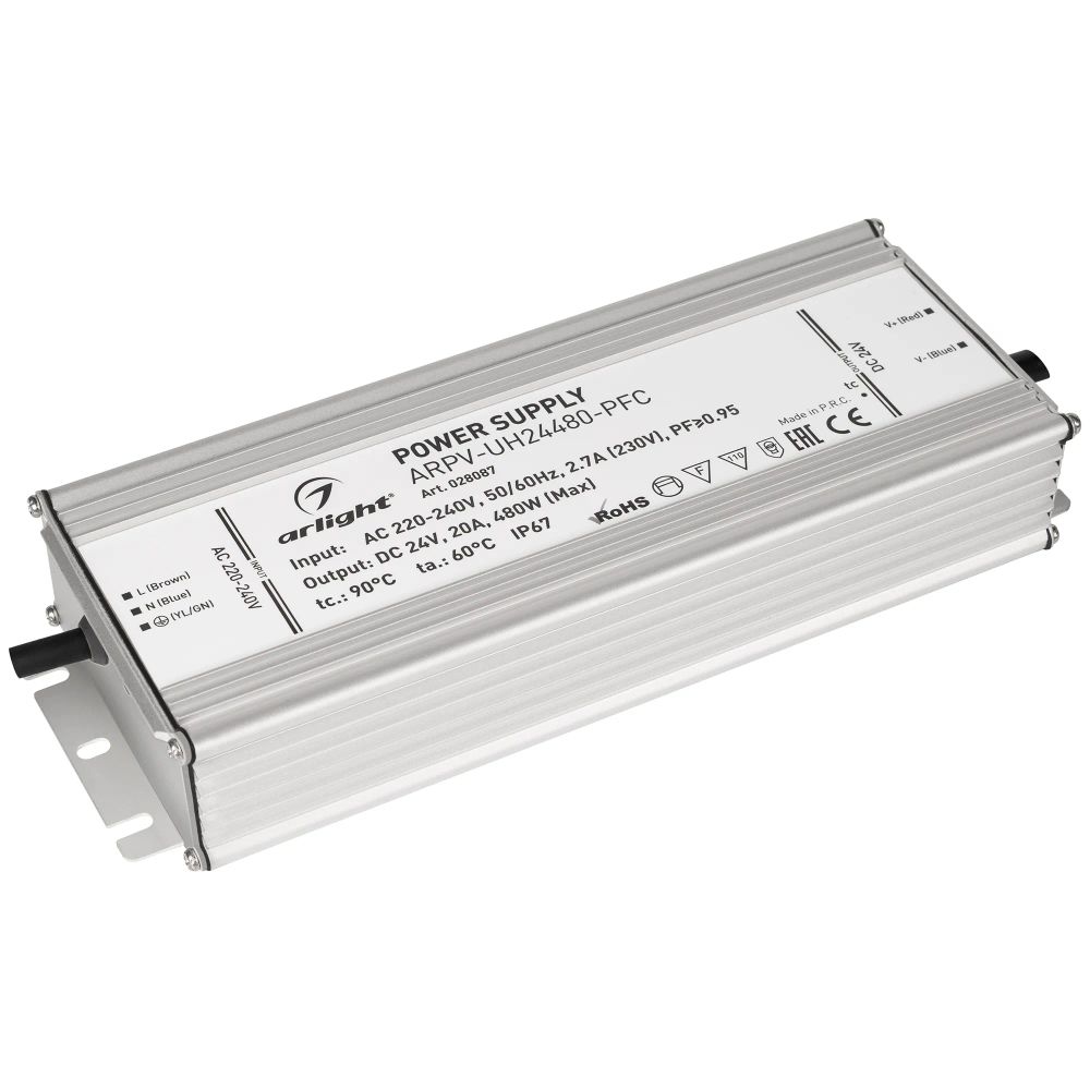 Блок питания ARPV-UH24480-PFC (24V, 20A, 480W) (Arlight, IP67 Металл, 7 лет) 028087