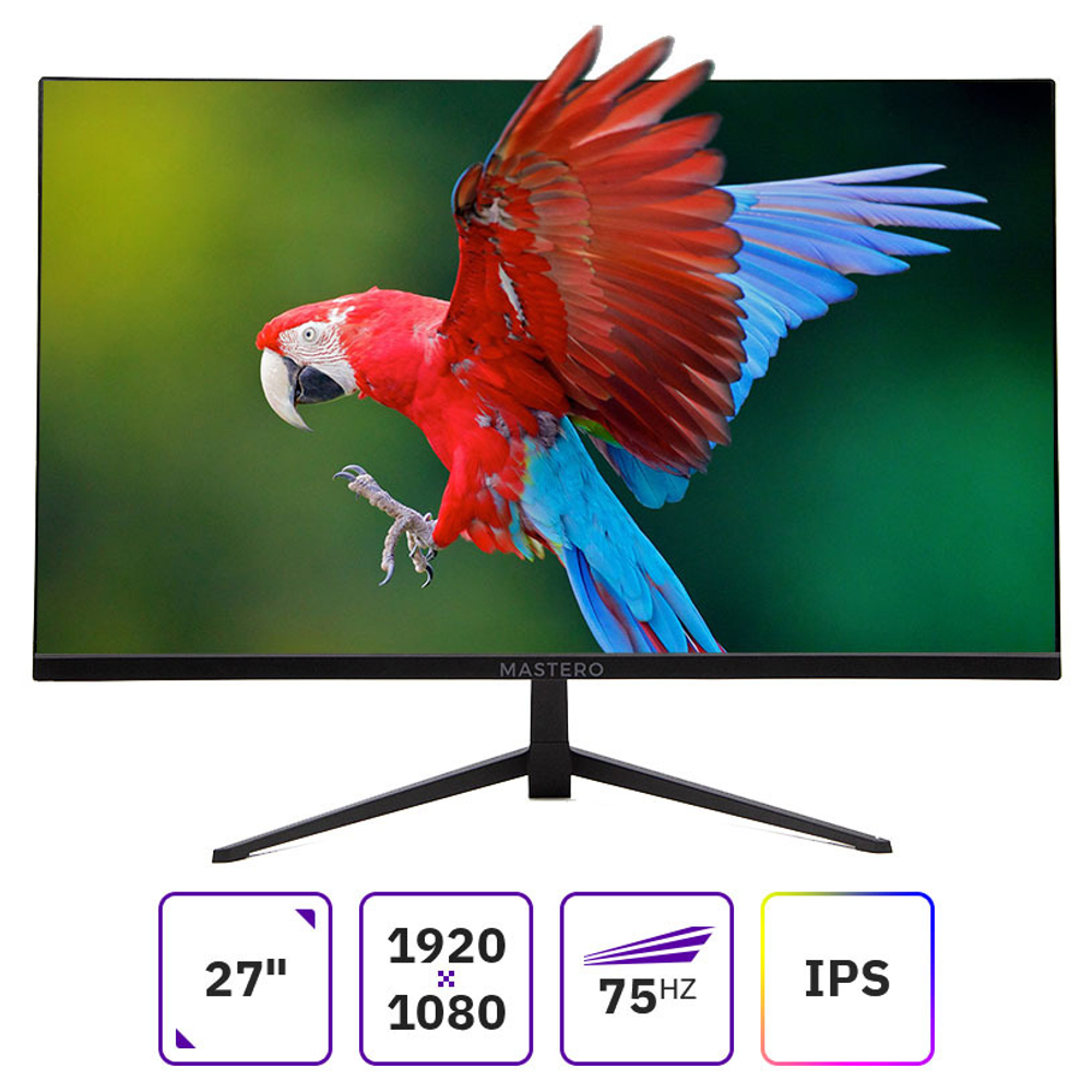 Монитор Mastero 27'' U2723QH, FHD, IPS, 75Гц, чёрный, 4мс, 5000:1, 300 Кд/м2, VGA, HDMI