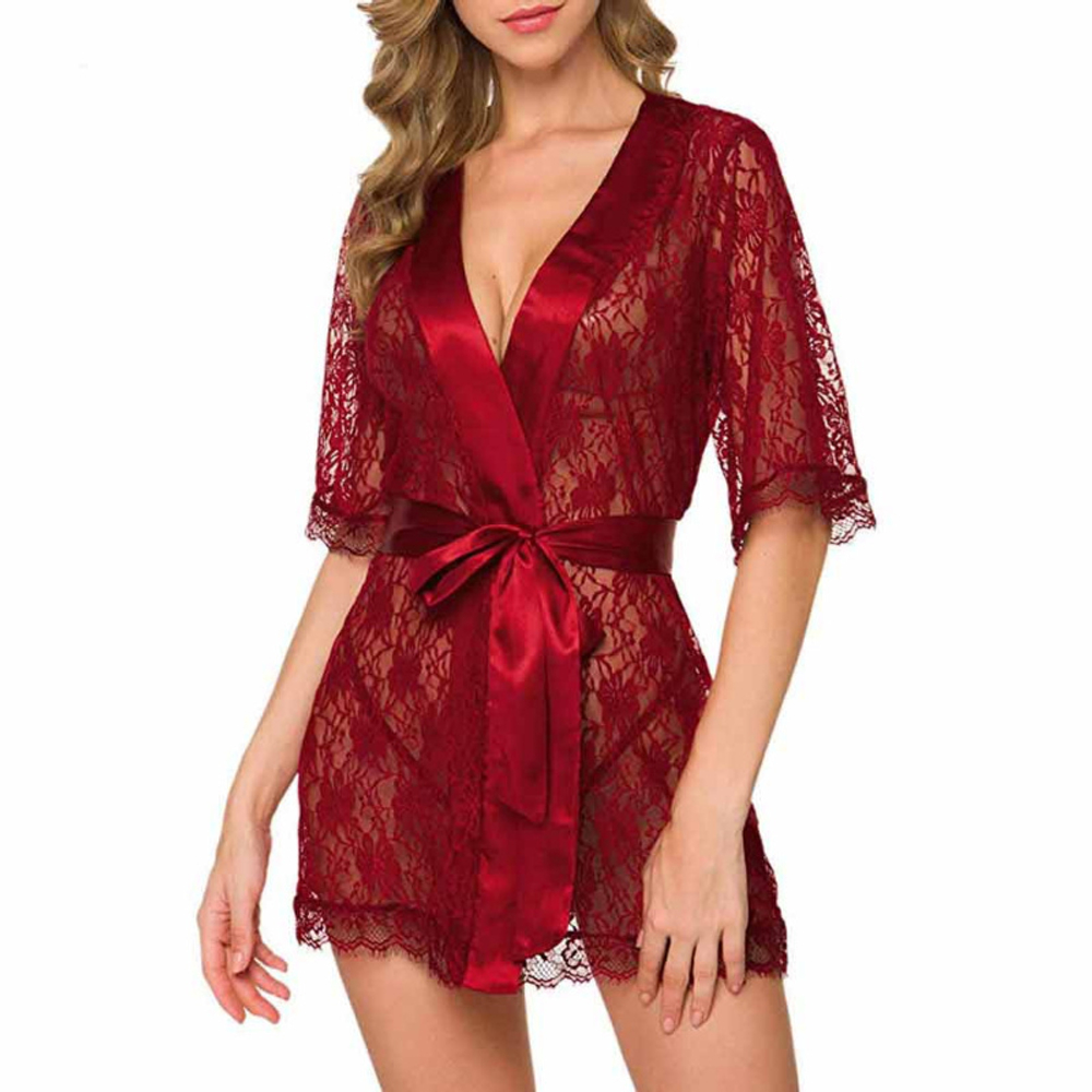 Пеньюар кружевной Daniela с трусиками бордовый S/M