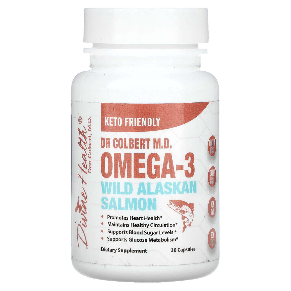Divine Health, Dr. Coliber MD омега-3 дикий аляскинский лосось, 30 капсул