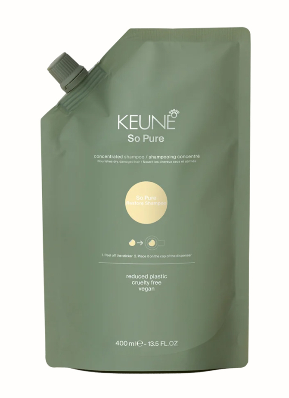 Keune So Pure Спа Шампунь ВОССТАНАВЛИВАЮЩИЙ Restore Shampoo Refill 400 мл