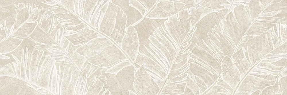 Настенная плитка Alma Ceramica TWU3090GAR14R Garden 30x90 бежевая матовая под камень / с листьями