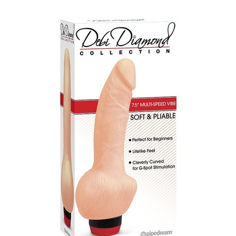 Реалистичный вибратор с мошонкой "Debi Diamond" (Цвет: телесный)