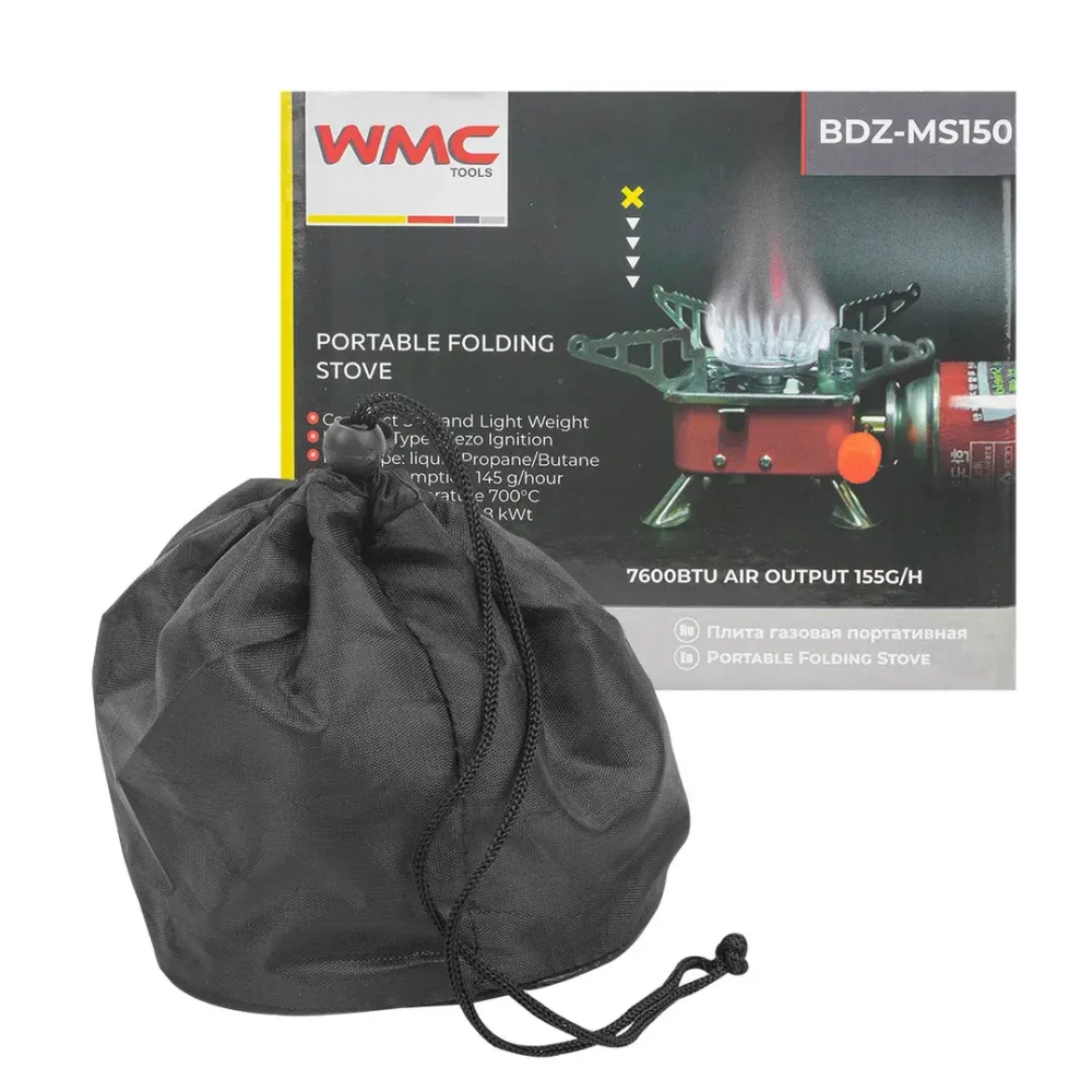 Плита газовая портативная (2.8кВт, 700град./С, расход газа 145г/ч) WMC TOOLS WMC-BDZ-MS150
