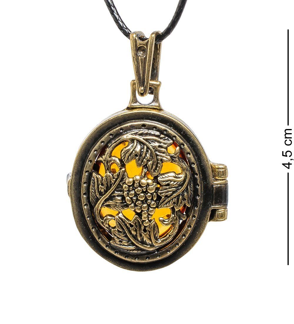 AM-1744 Подвеска «Медальон Лоза» (латунь, янтарь)