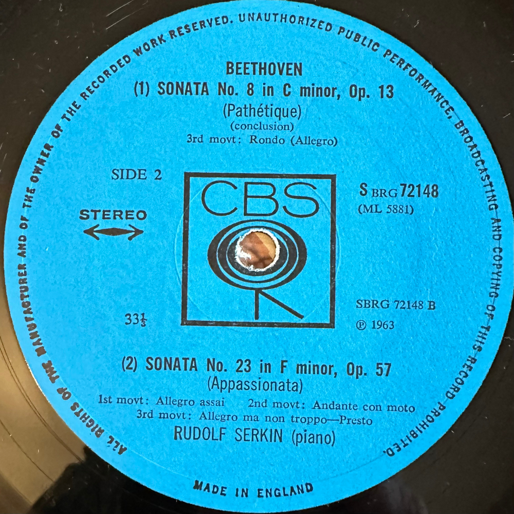 Серкин, Бетховен- Три любимые сонаты (Англия 1963г.)