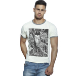 Светло-бежевая мужская футболка с мистическим принтом (Размер: L) (Цвет: бежевый)