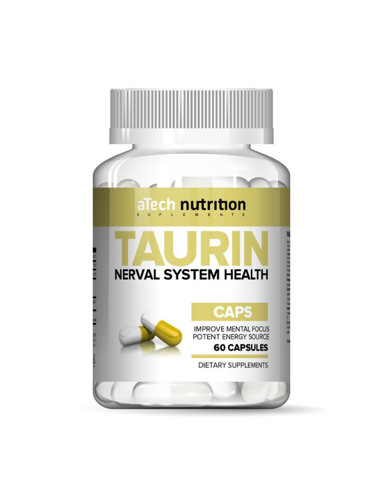 Аминокислота Таурин, Taurine, 500 мг, aTech nutrition, 60 капсул
