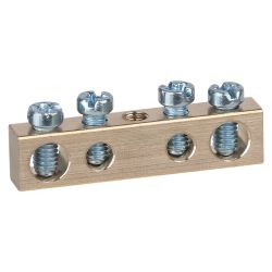 Шина ЭРА NO-122-12 PEN земля-ноль 6х9мм 4/1 латунная с креплениями по центру | Шины N, PE, PEN