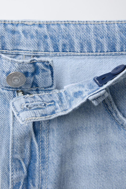 ZARA ДЖИНСОВЫЕ БЕРМУДЫ RELAXED BAGGY, ГОЛУБОЙ