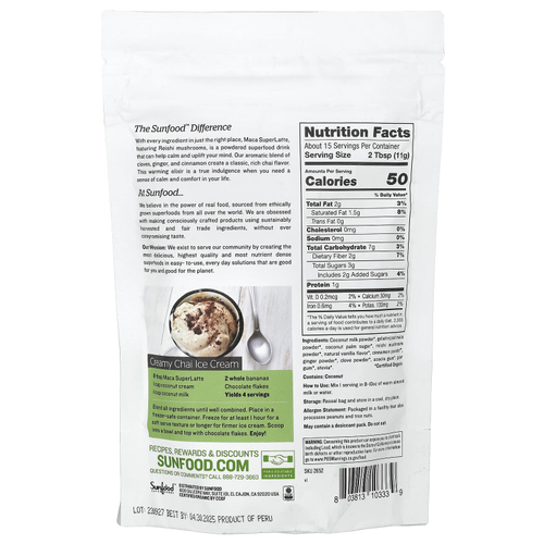 Sunfood, органический суперлатте из маки, 170 г (6 унций)