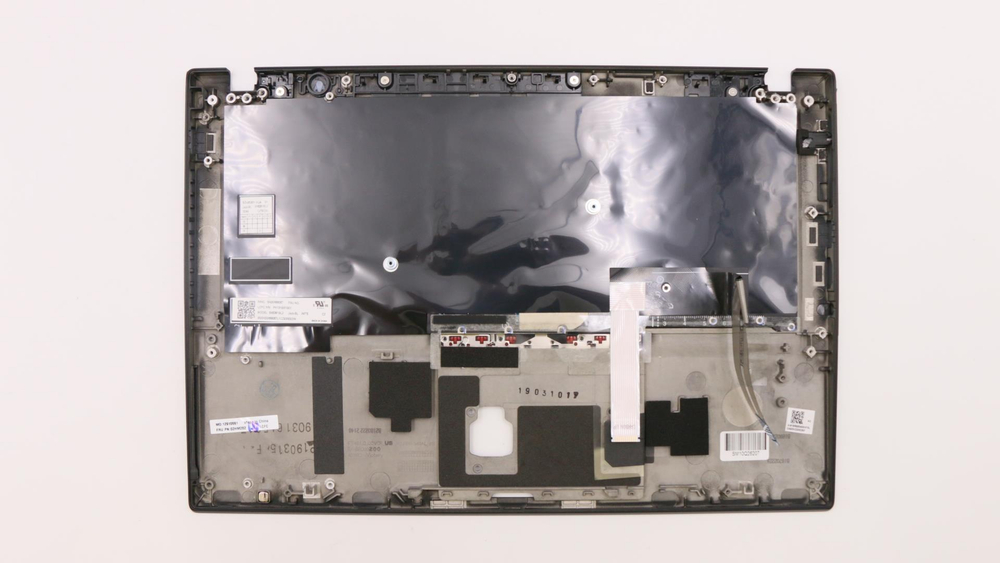 Верхняя панель с клавиатурой (топкейс) для ноутбука Lenovo ThinkPad T490s FingerPrint, черная, с подсветкой, раскладка - английская (02HM282)