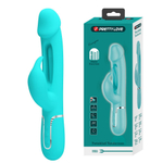 Аквамариновый вибратор-кролик с функцией фингеринга Kampas - 23,2 см. (Цвет: аквамариновый)