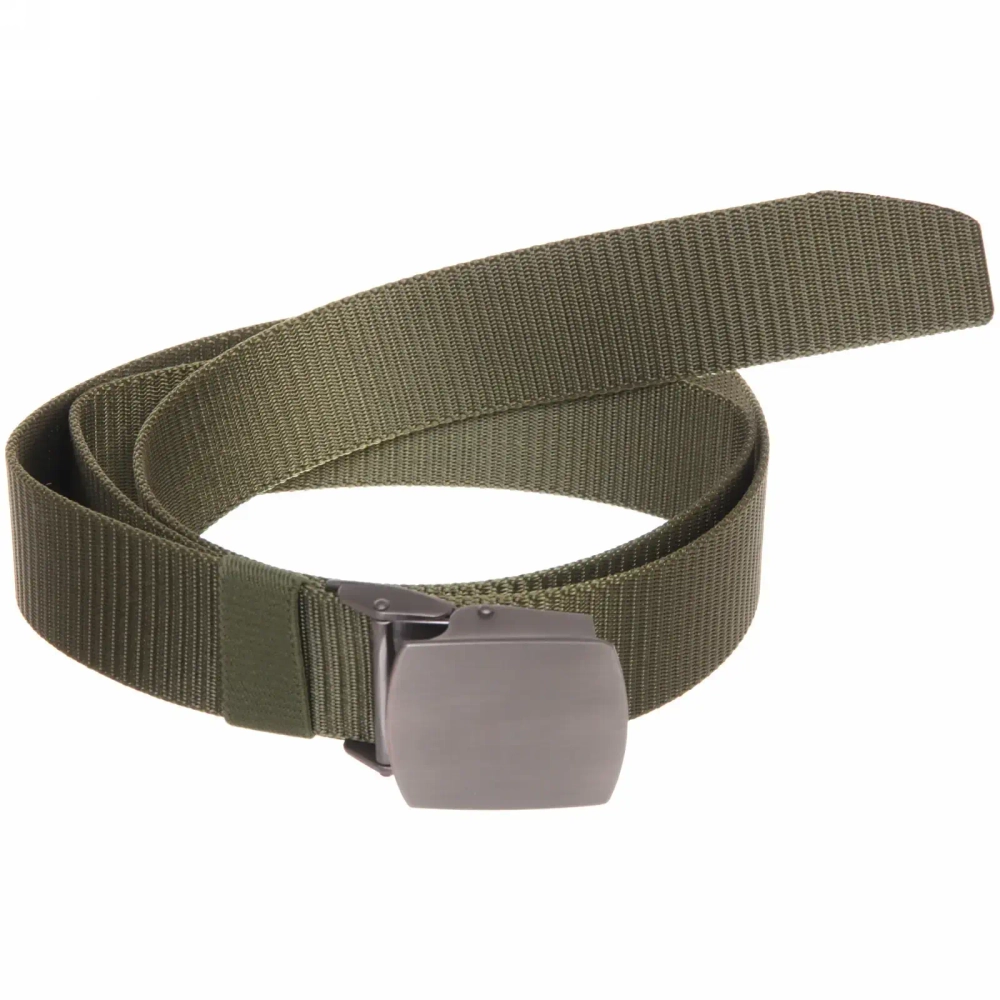 Ремень туристический 1,2м металлическая пряжка, цвет зеленый