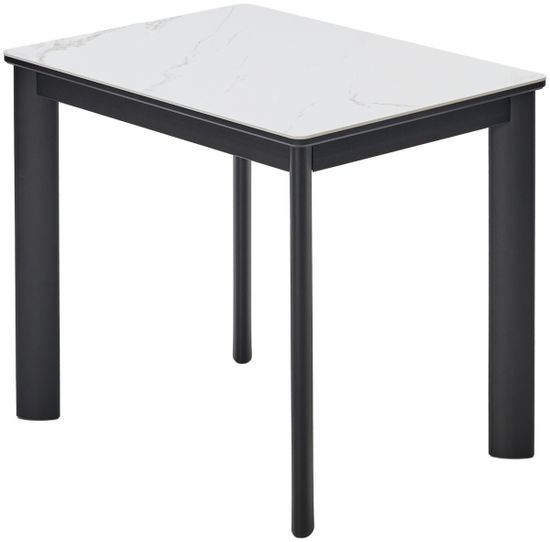 Стол ТЕТ-А-ТЕТ 110 Белый мрамор, керамика / Черный каркас