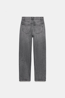 ZARA ДЖИНСЫ TRF MOM FIT С ВЫСОКОЙ ПОСАДКОЙ, АНТРАЦИТОВО-СЕРЫЙ