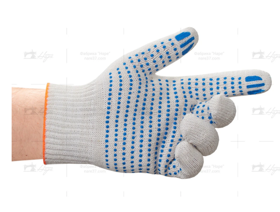 Перчатки х/б с ПВХ 5-ти нитка 10 класс белые