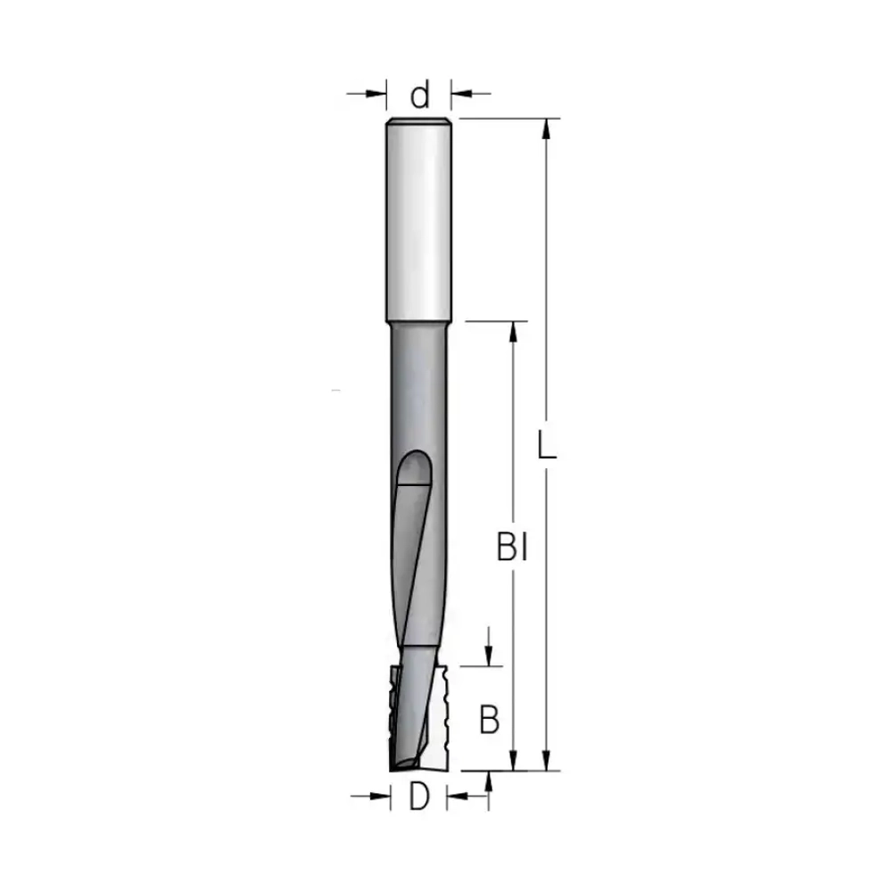 Фреза спиральная паз под замок без стружколома Z2 D16 B80x20 L130 DIMAR WPW DT16012P