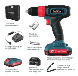 ALTECO инструмент Дрель-шуруповерт, 21 В, 1 АКБ