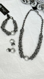 Браслет Византия графит с серым жемчугом Майорка