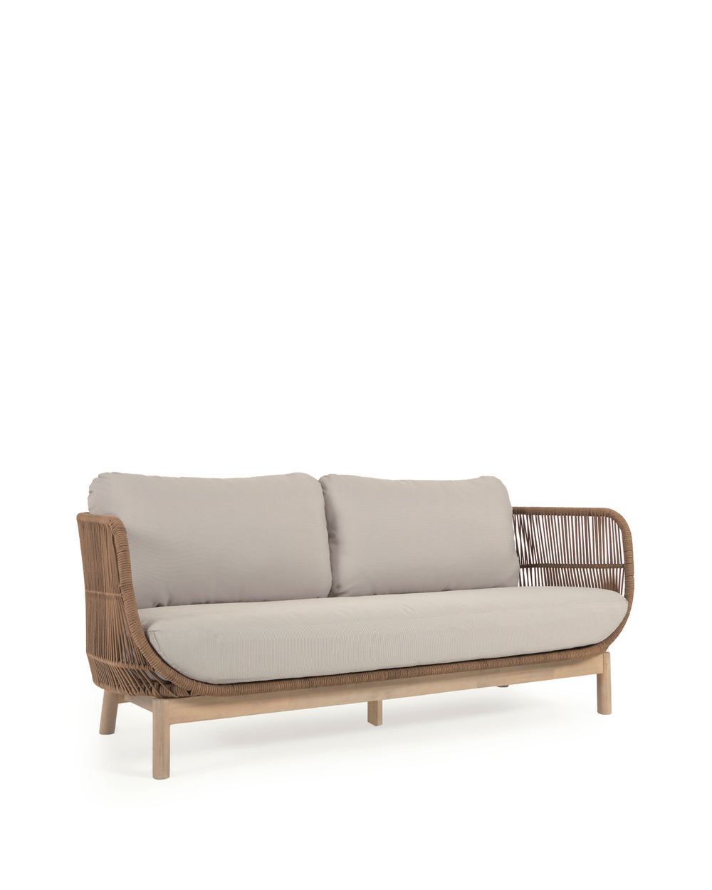 3-местный диван Catalina из бежевой веревки и массива акации